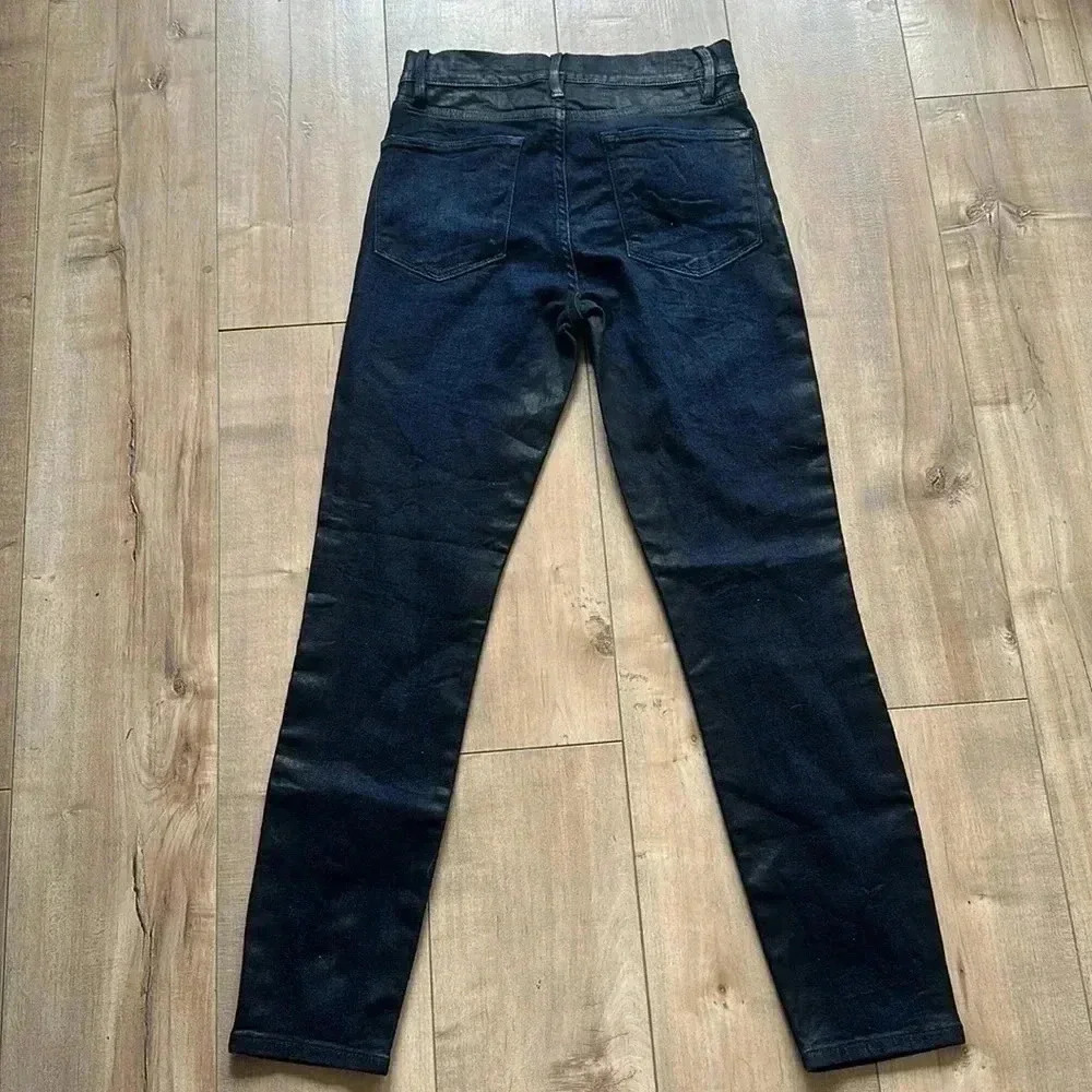 Frame Denim Le High Skinny Crop Two-Tone Shiny Jeans Sz 26 - Picture 5 of 6